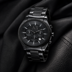 Armani Exchange AX1058 black chronograph watch on black fabric