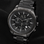 Armani Exchange AX1058 black chronograph dial macro