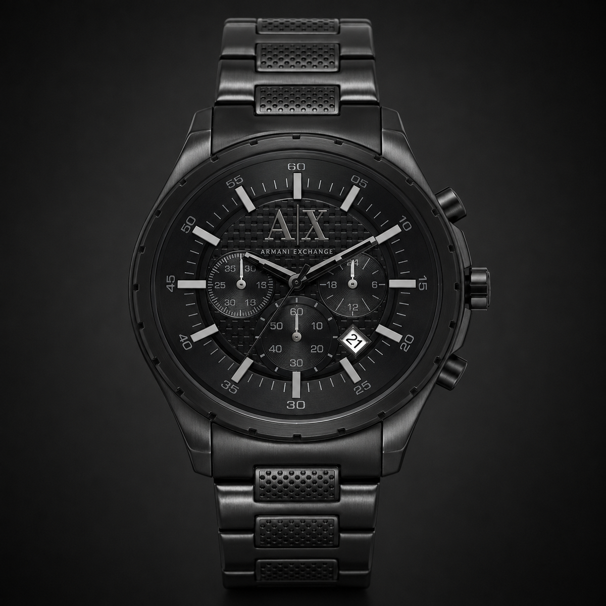 Armani Exchange AX1058 men's black chronograph watch front view