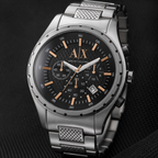 Armani Exchange AX1093 black chronograph dial macro