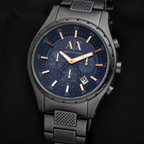 Armani Exchange AX1166 navy chronograph dial macro