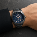 Armani Exchange AX1166 men's navy chronograph worn on the inside wrist