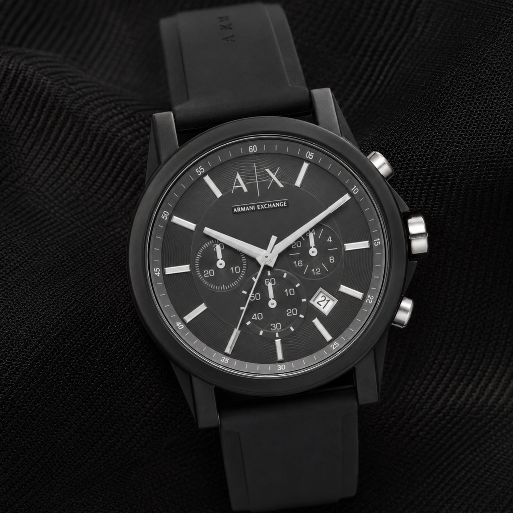 Armani Exchange AX1326 charcoal chronograph dial macro