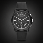 Armani Exchange AX1326 men's black chronograph front view