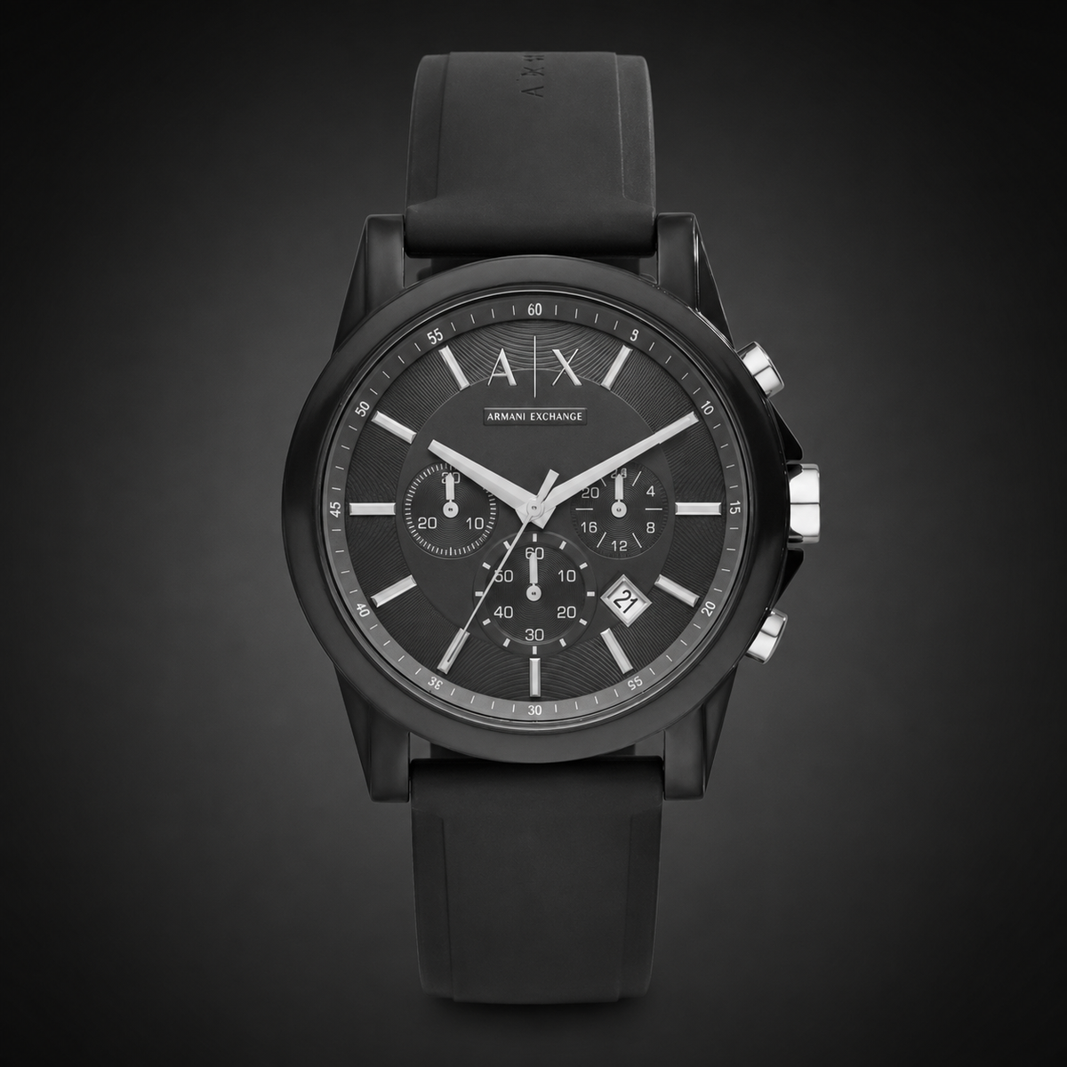 Armani Exchange AX1326 men's black chronograph front view
