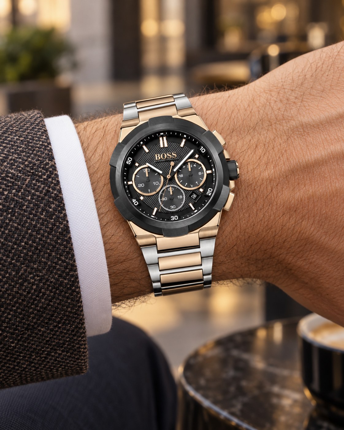 BOSS watch 1513358 worn on wrist