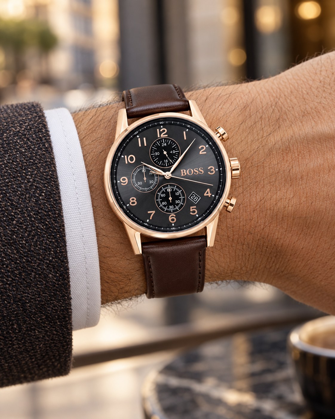 BOSS watch 1513496 worn on wrist