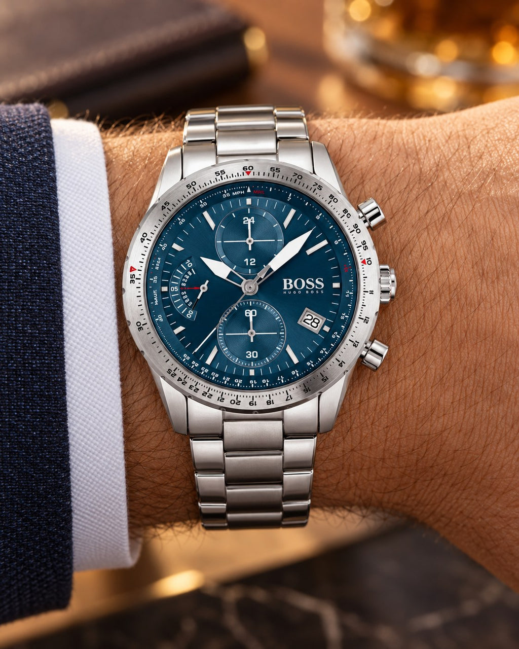 BOSS watch 1513850 worn on wrist