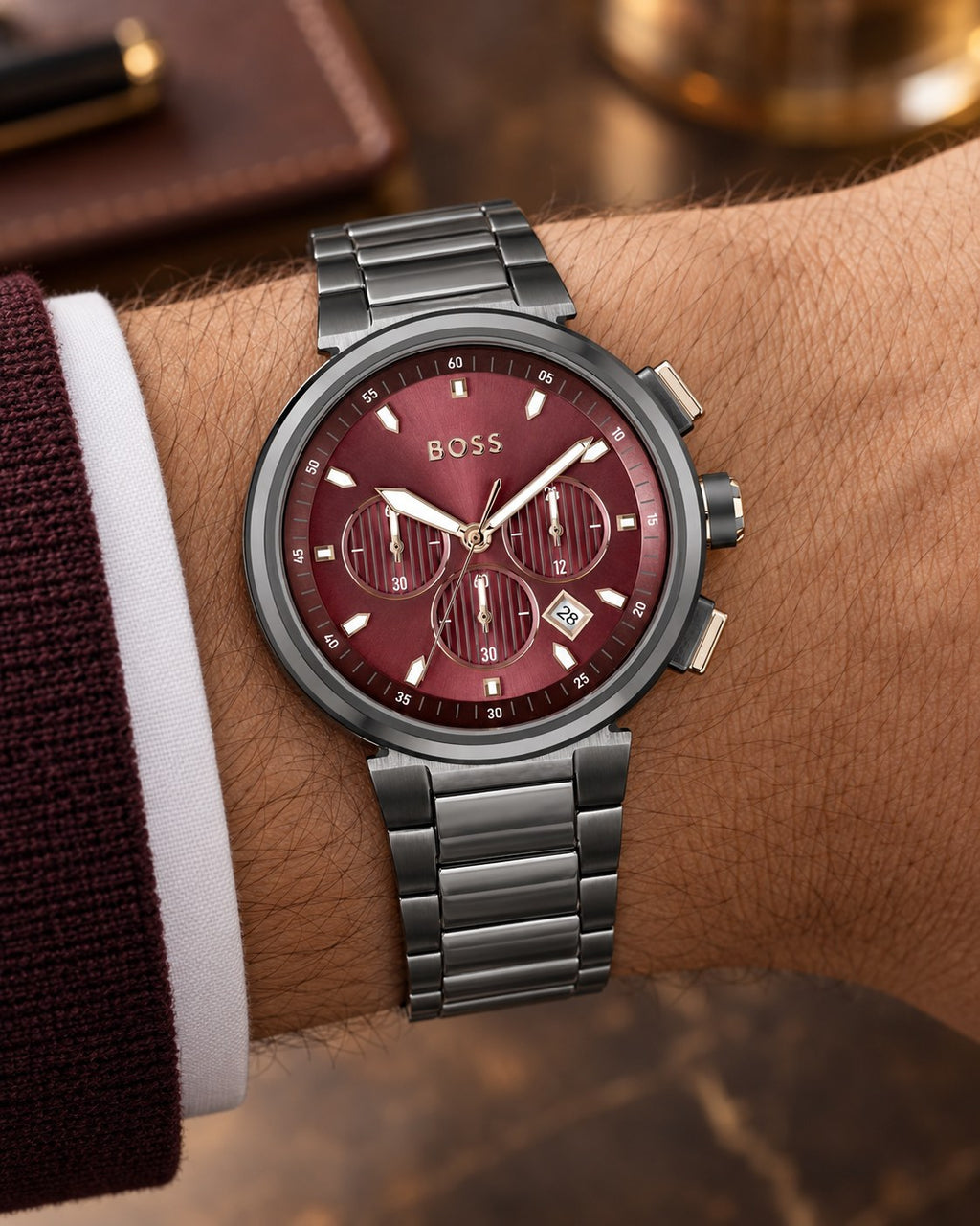 BOSS watch 1514000 worn on wrist