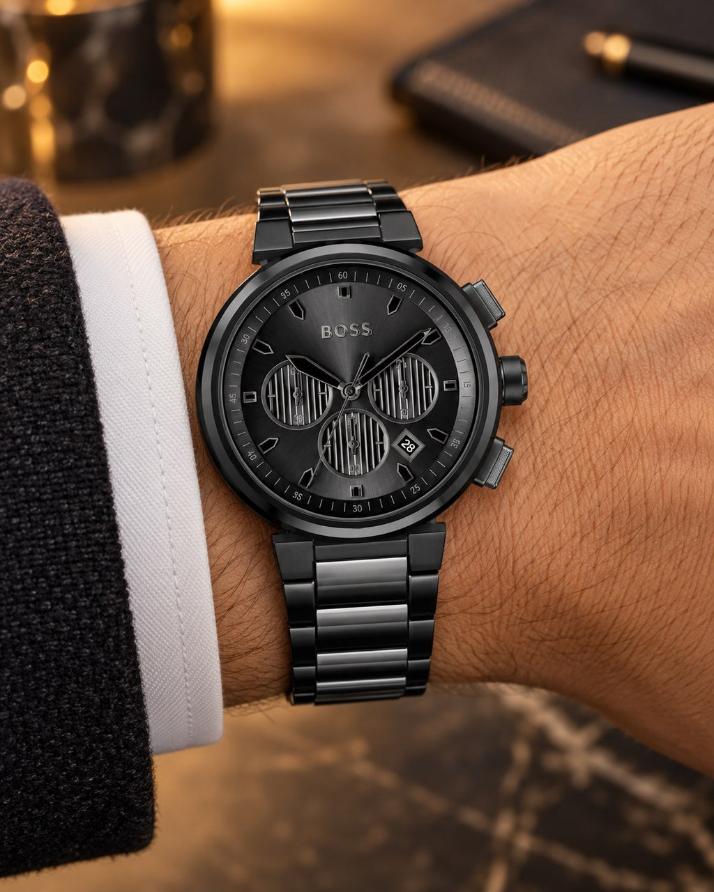 BOSS watch 1514001 worn on wrist