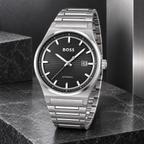 BOSS Candor Men's Automatic Watch – Black Dial, Silver Steel Bracelet, 41mm – 1514117 – image 2