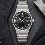 BOSS Candor Men's Automatic Watch – Black Dial, Silver Steel Bracelet, 41mm – 1514117 – image 4