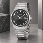 BOSS Candor Men's Automatic Watch – Black Dial, Silver Steel Bracelet, 41mm – 1514117 – image 5