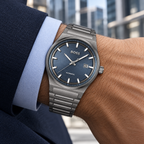 BOSS Candor 1514119 blue automatic watch worn on wrist