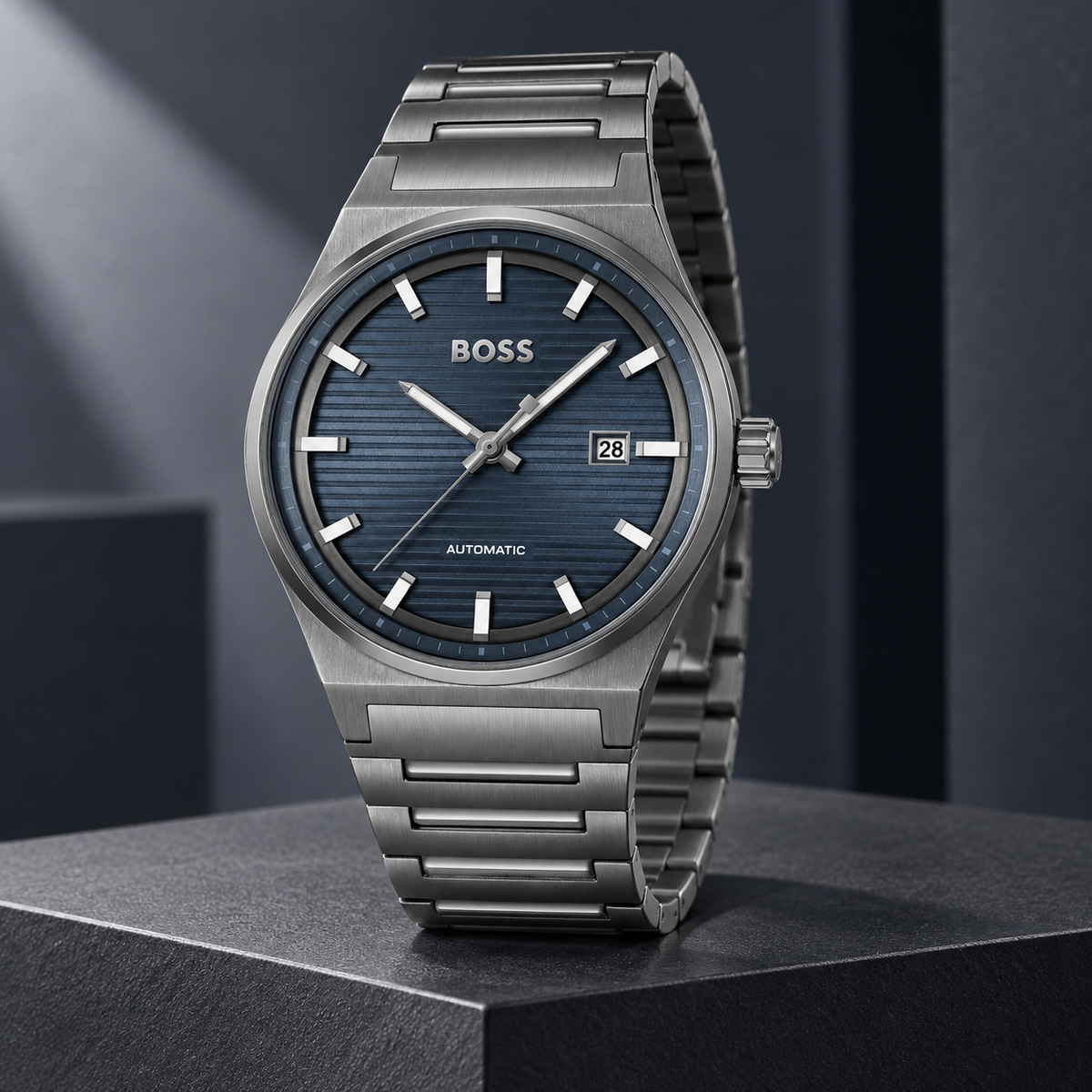 BOSS Candor 1514119 gunmetal automatic watch studio hero
