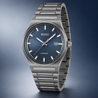 BOSS Candor 1514119 blue dial watch three-quarter view
