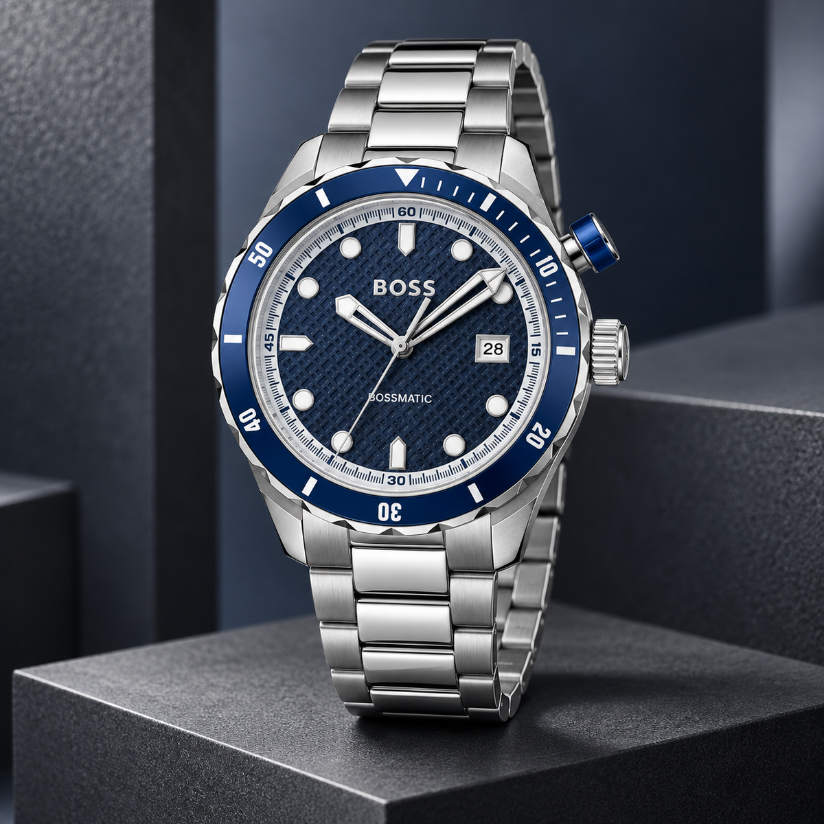 BOSS Bossmatic 1514177 navy kinetic watch studio hero