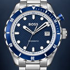 BOSS Bossmatic 1514177 navy textured dial and bezel macro