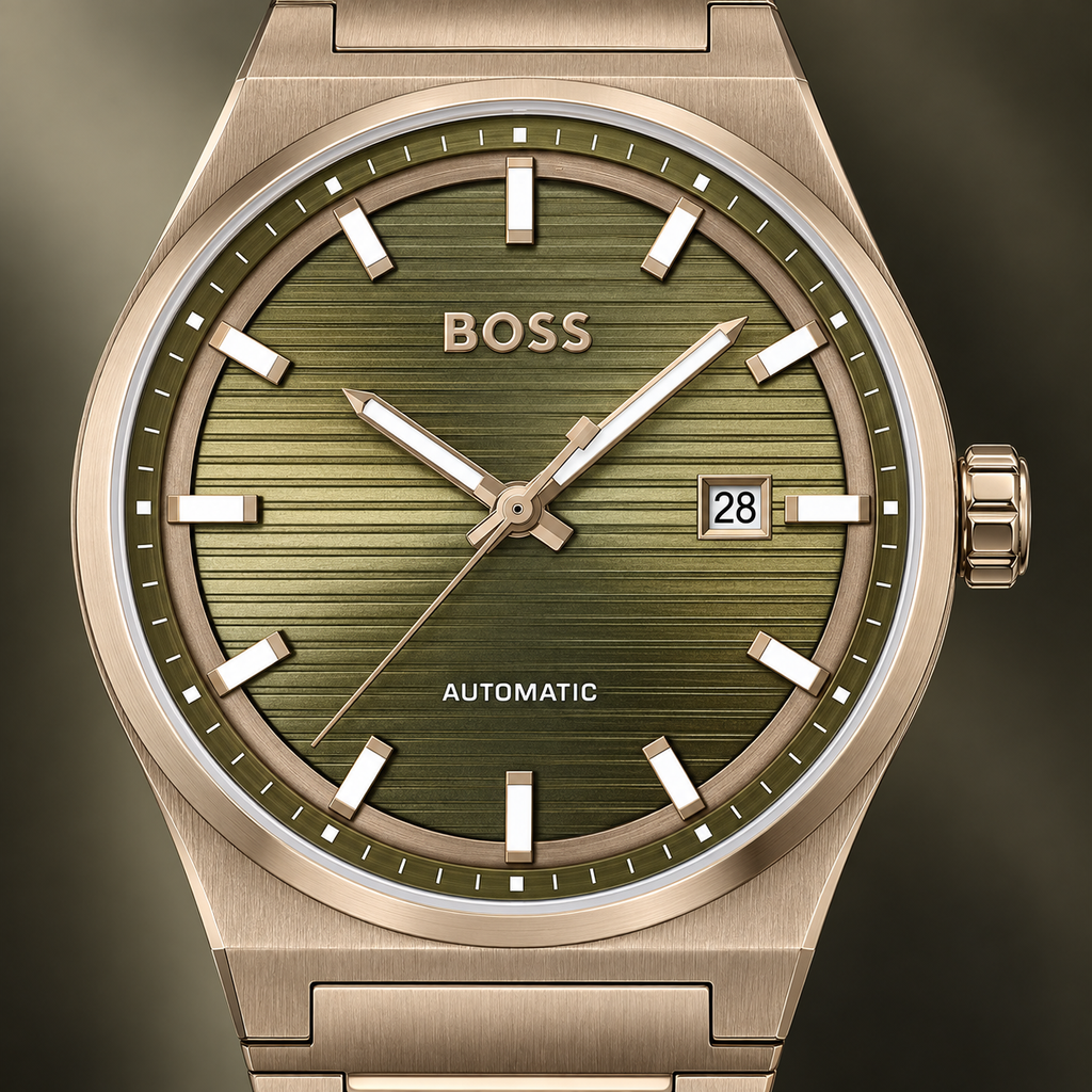 BOSS Candor 1514184 olive textured dial macro
