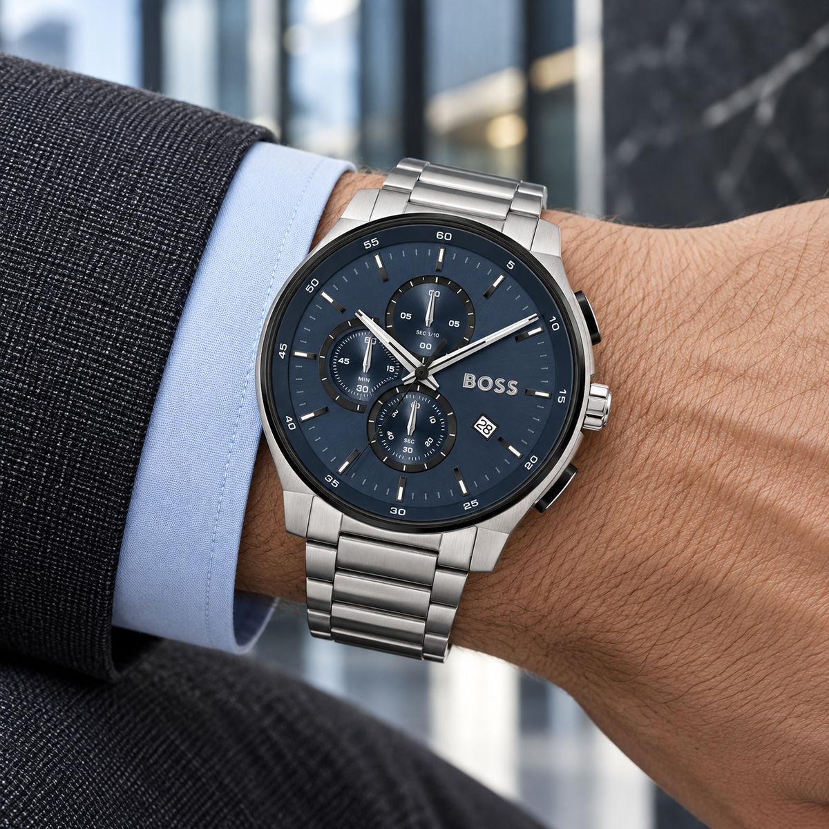 BOSS Peak 2.0 Men's Chronograph Watch worn on wrist