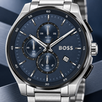 BOSS Peak 2.0 Men's Chronograph Watch blue chronograph dial macro
