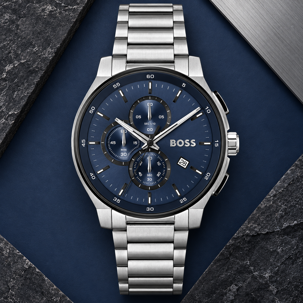BOSS Peak 2.0 Men's Chronograph Watch luxury flat-lay