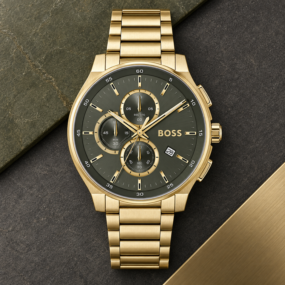 BOSS Peak 2.0 Men's Chronograph Watch luxury flat-lay
