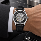 BOSS Principle Skeleton Men's Automatic Watch – Black Skeleton Dial, Silver Case & Black Leather Strap, 41mm – 1514234 – image 1