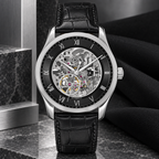 BOSS Principle Skeleton Men's Automatic Watch – Black Skeleton Dial, Silver Case & Black Leather Strap, 41mm – 1514234 – image 3