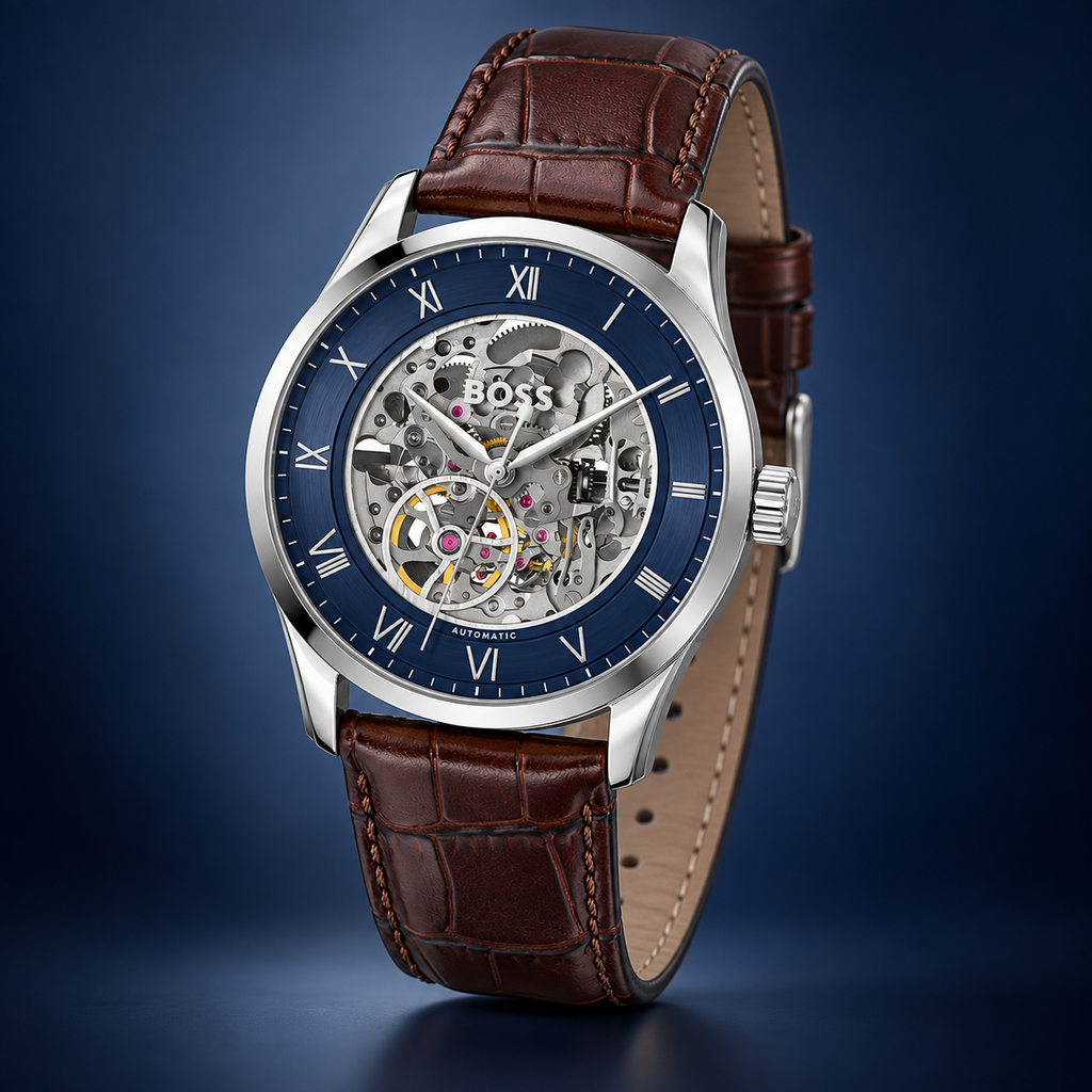 BOSS Principle Skeleton Men's Automatic Watch three-quarter catalog view