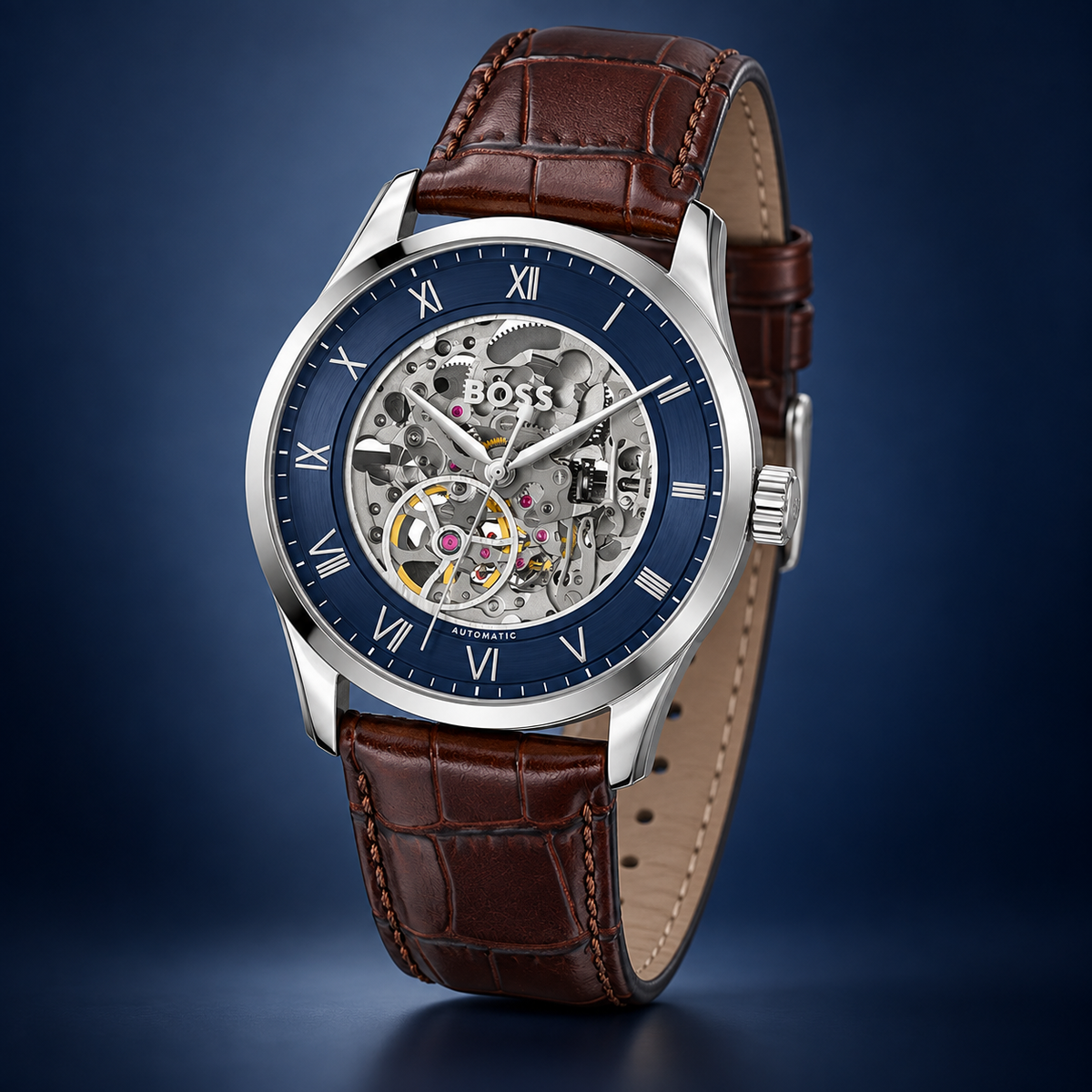 BOSS Principle Skeleton Men's Automatic Watch three-quarter catalog view