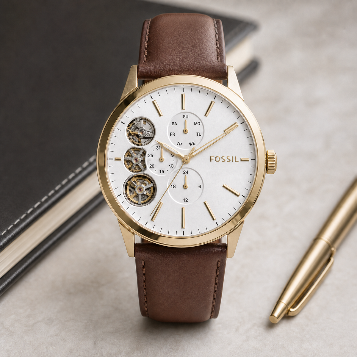 Fossil BQ2218 watch - executive desk view