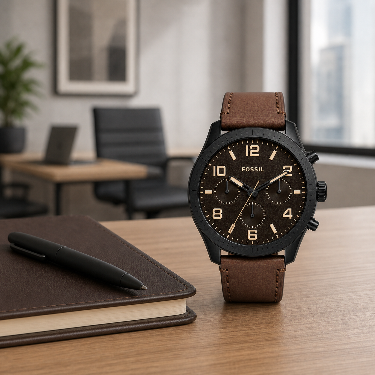 Fossil BQ2800 watch - executive desk view