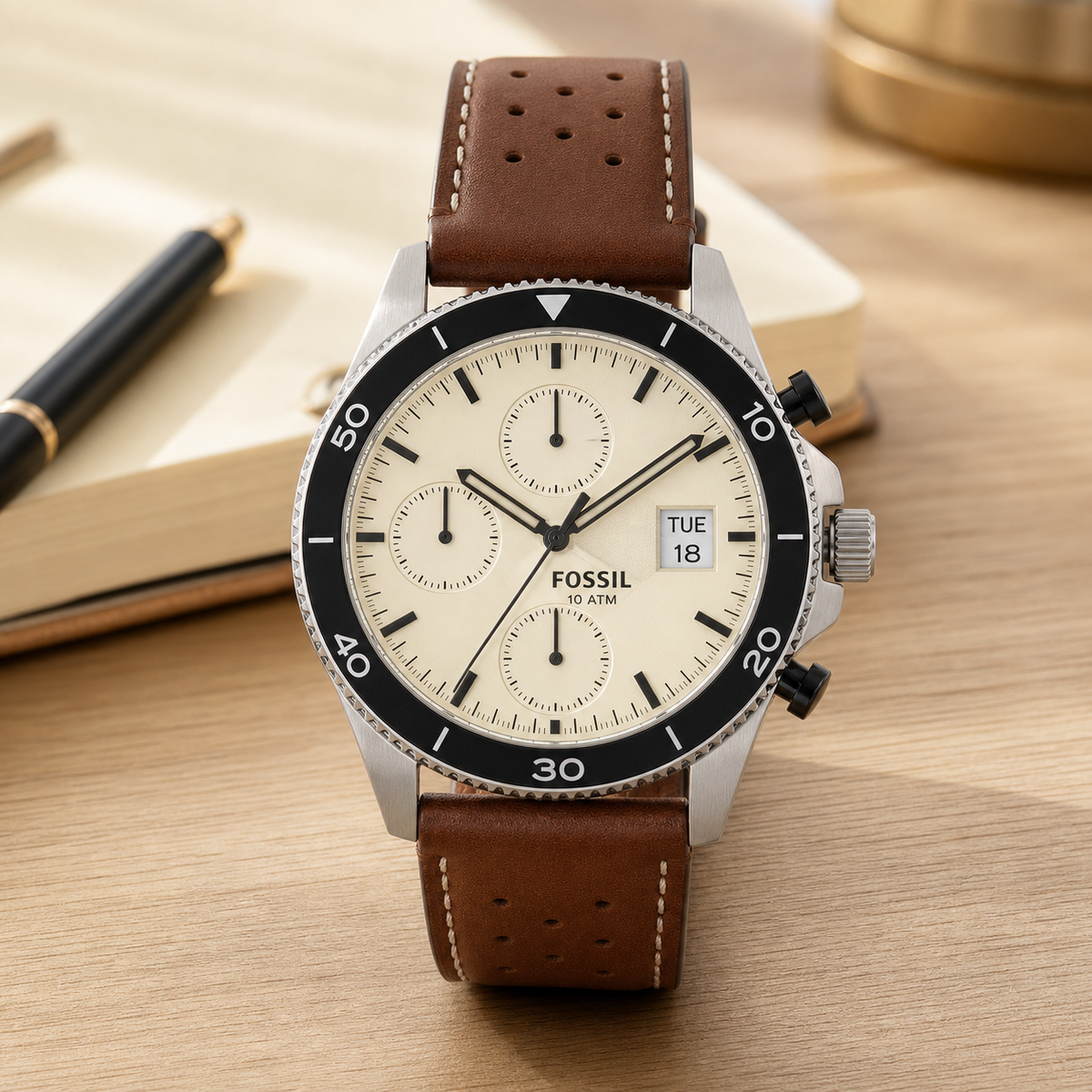 Fossil CH2565 chronograph watch - executive desk view