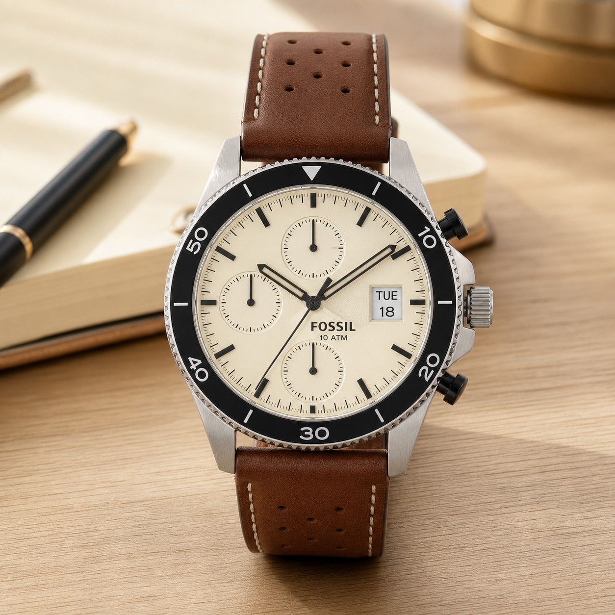 Fossil CH2565 chronograph watch - executive desk view