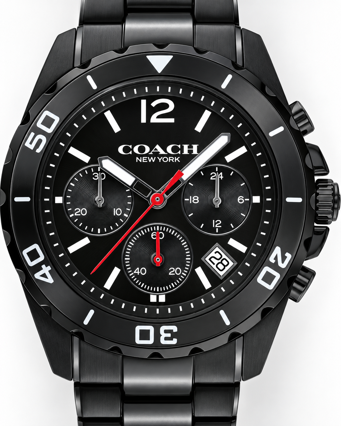 Coach Kent Chronograph Men's Watch 44mm – All Black – 14602554 – dial macro