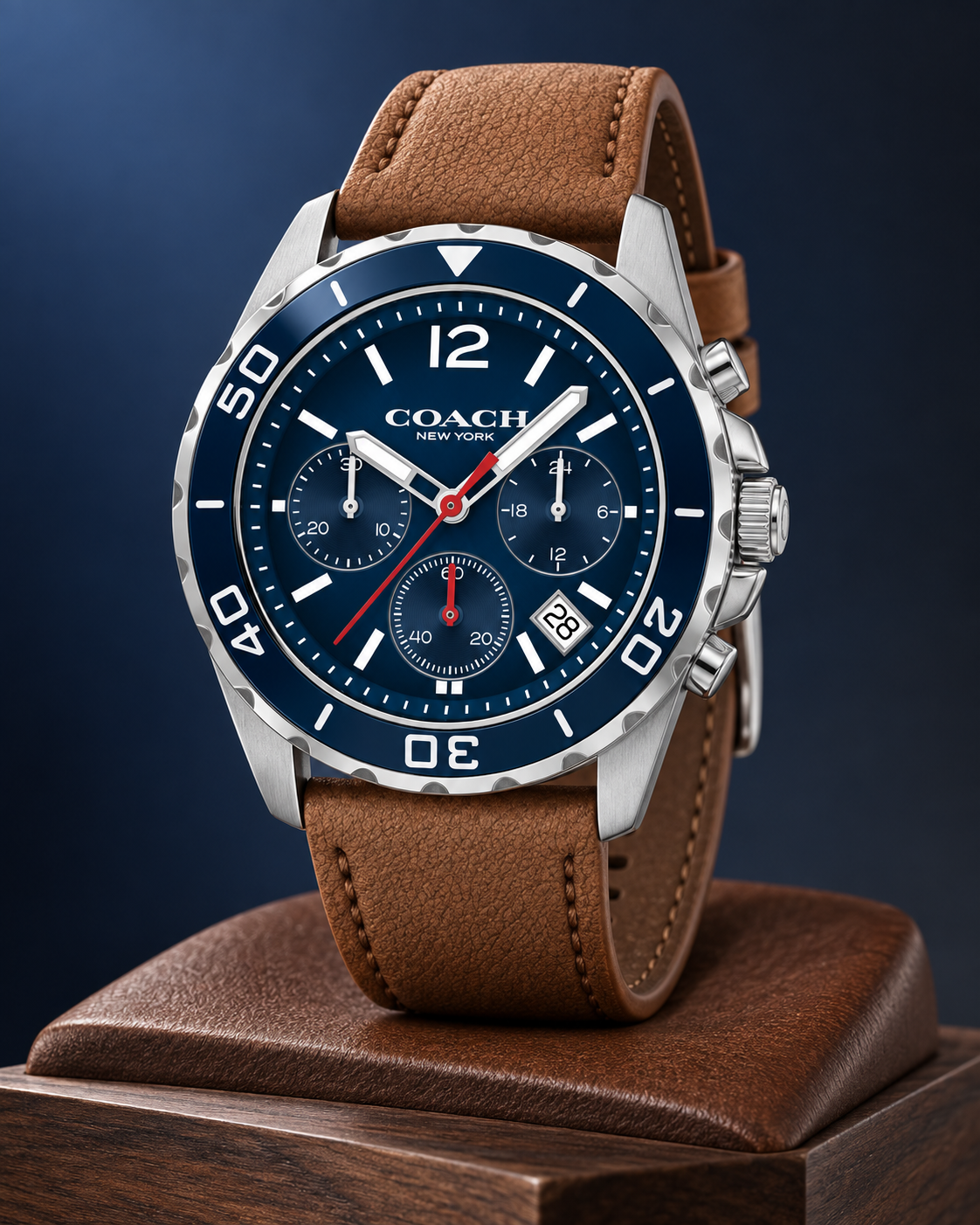 Coach Kent 14602560 navy dial brown leather studio hero