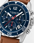 Coach Kent 14602560 navy chronograph dial macro detail
