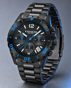 Coach Kent 14602562 black and electric-blue carbon-fiber chronograph three-quarter product profile