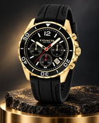 Coach Kent 14602564 gold-tone and black silicone chronograph studio hero