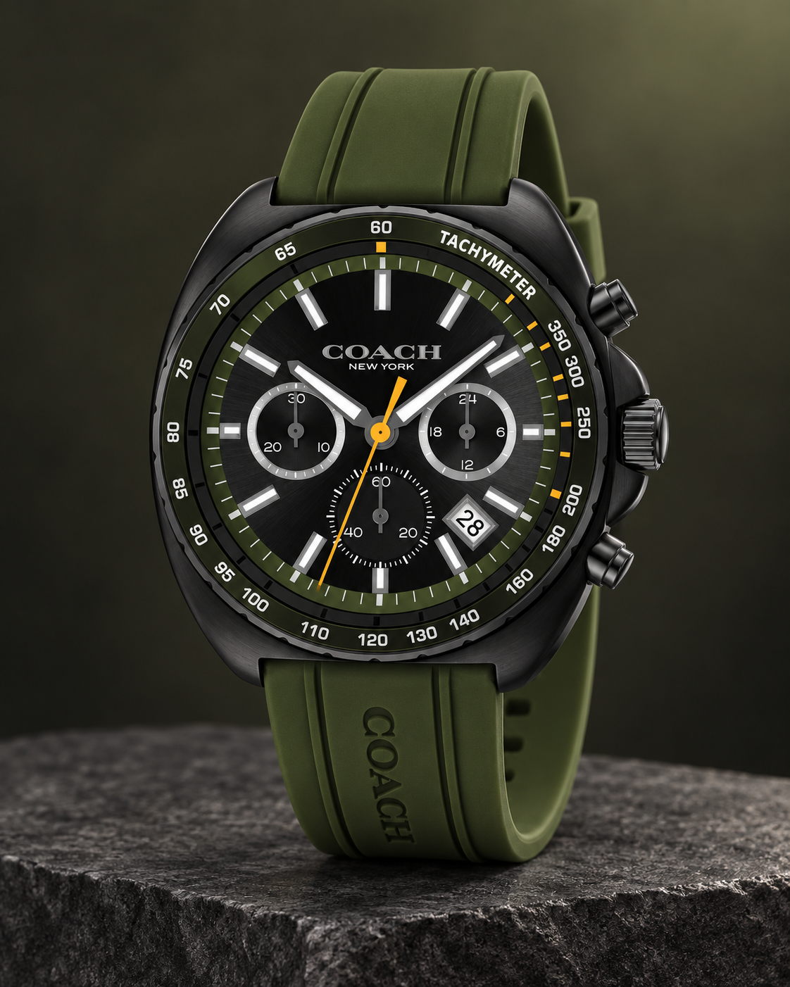 Coach Charter Chronograph Men's Watch 44mm – Black/Olive Green – 14602707 – studio hero