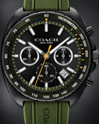 Coach Charter Chronograph Men's Watch 44mm – Black/Olive Green – 14602707 – dial macro