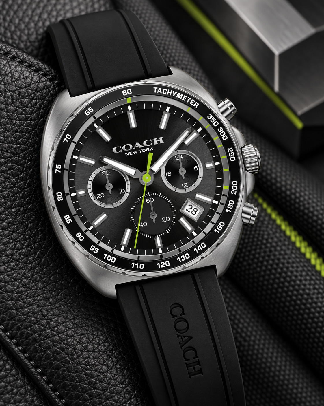 Coach Charter Chronograph Men's Watch 44mm – Black/Grey – 14602709 – luxury flatlay