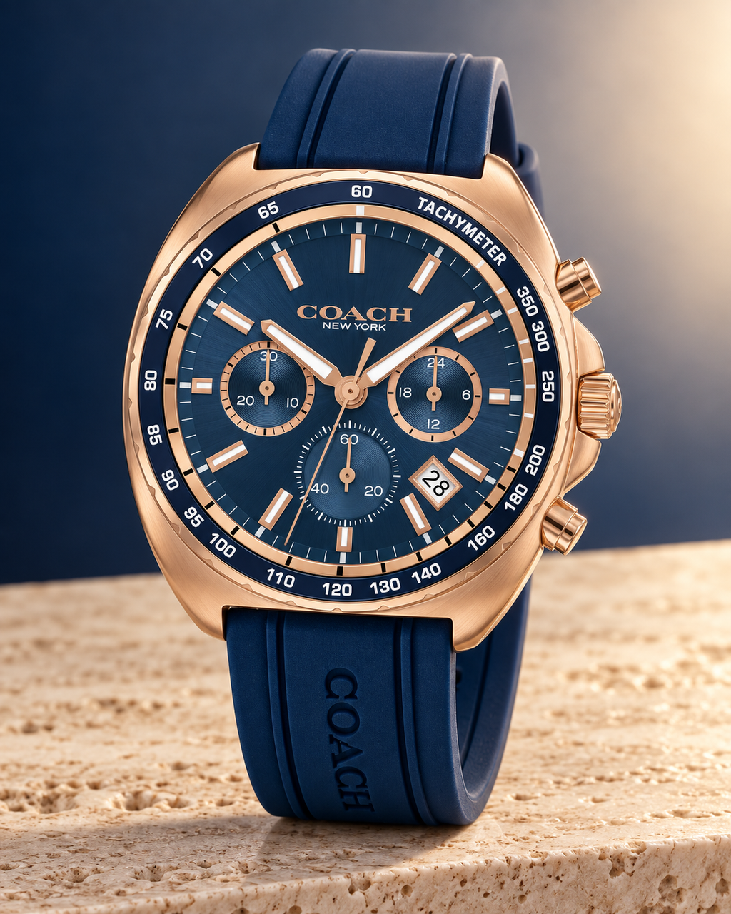 Coach Charter Chronograph Men's Watch 44.5mm – Blue/Rose Gold – 14602730 – studio hero