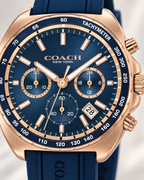 Coach Charter Chronograph Men's Watch 44.5mm – Blue/Rose Gold – 14602730 – dial macro