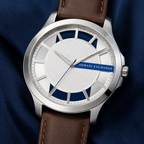 Armani Exchange AX2187 men's leather watch dial macro