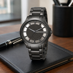 Armani Exchange AX2188 men's gunmetal watch desk scene