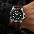 Gucci Dive 45mm Quartz Men's Watch – Web Strap – YA136209 worn on wrist