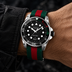 Gucci Dive 45mm Quartz Men's Watch – Web Strap – YA136209 worn on wrist