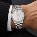 Gucci G-Timeless 40mm Automatic Men's Watch – Silver Dial – YA126354 worn on wrist